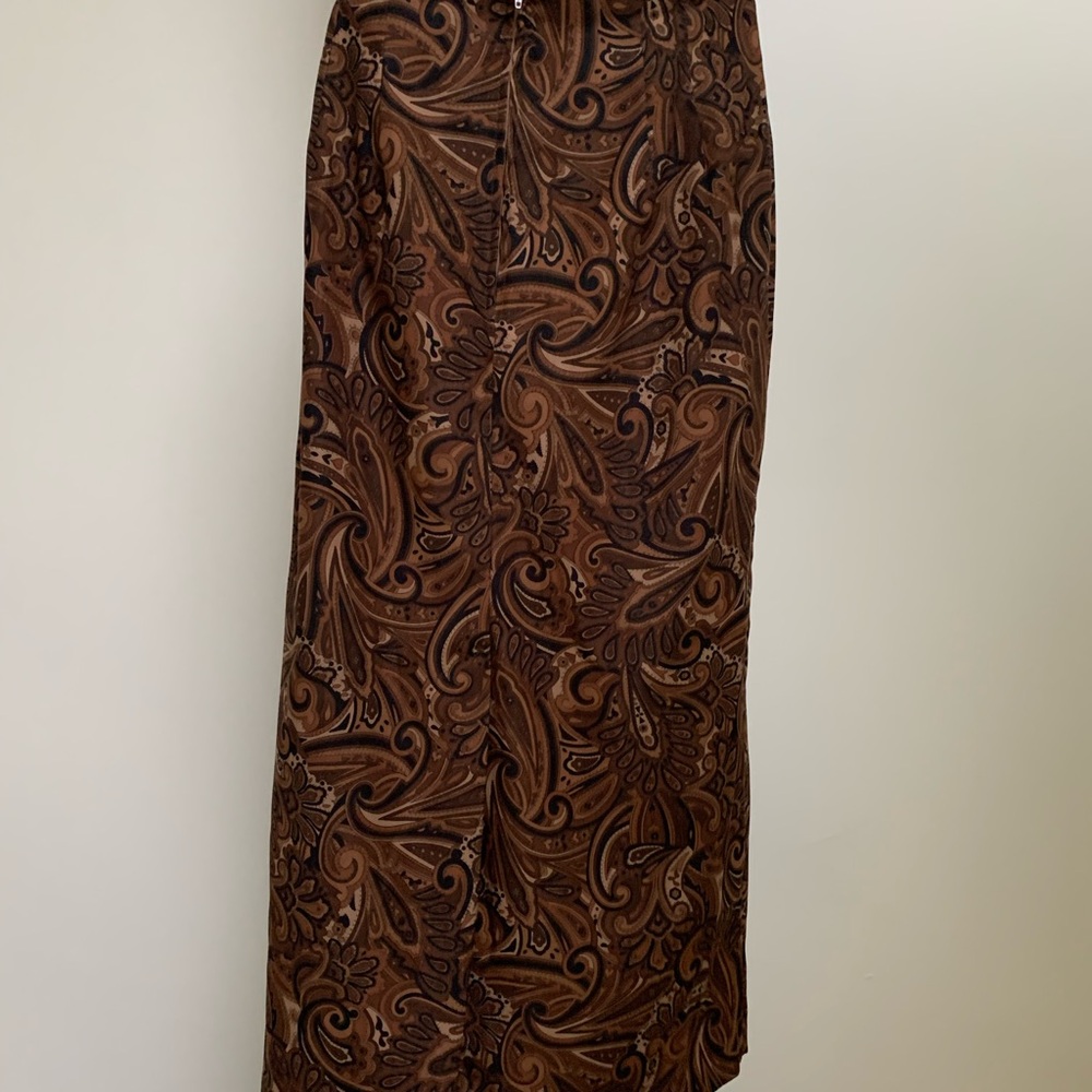 Briggs Skirt-Brown Black Tan Paisley Pattern-Polyester Spandex Blend-10 Regular - Picture 3 of 5